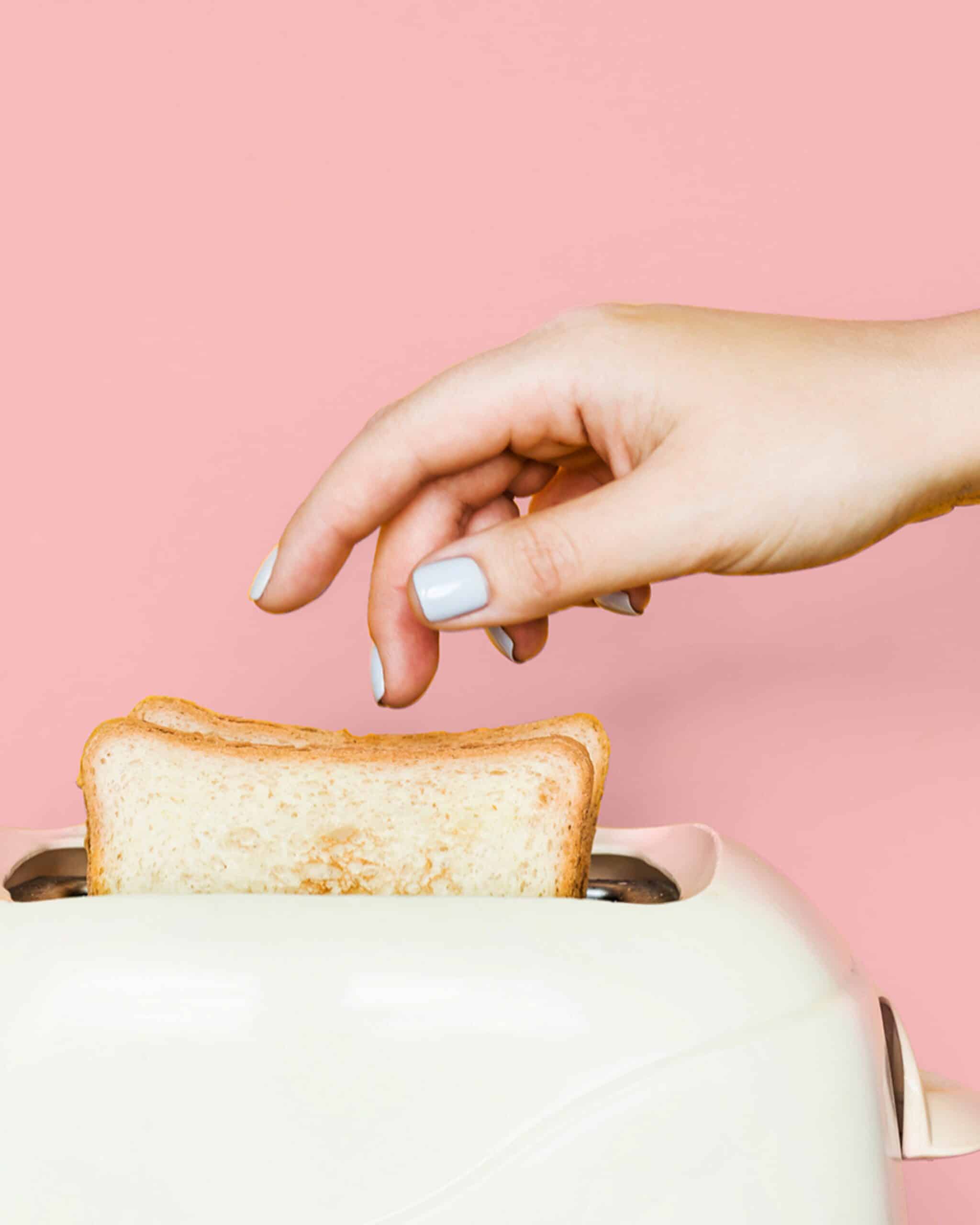 Slice of bread in a toaster